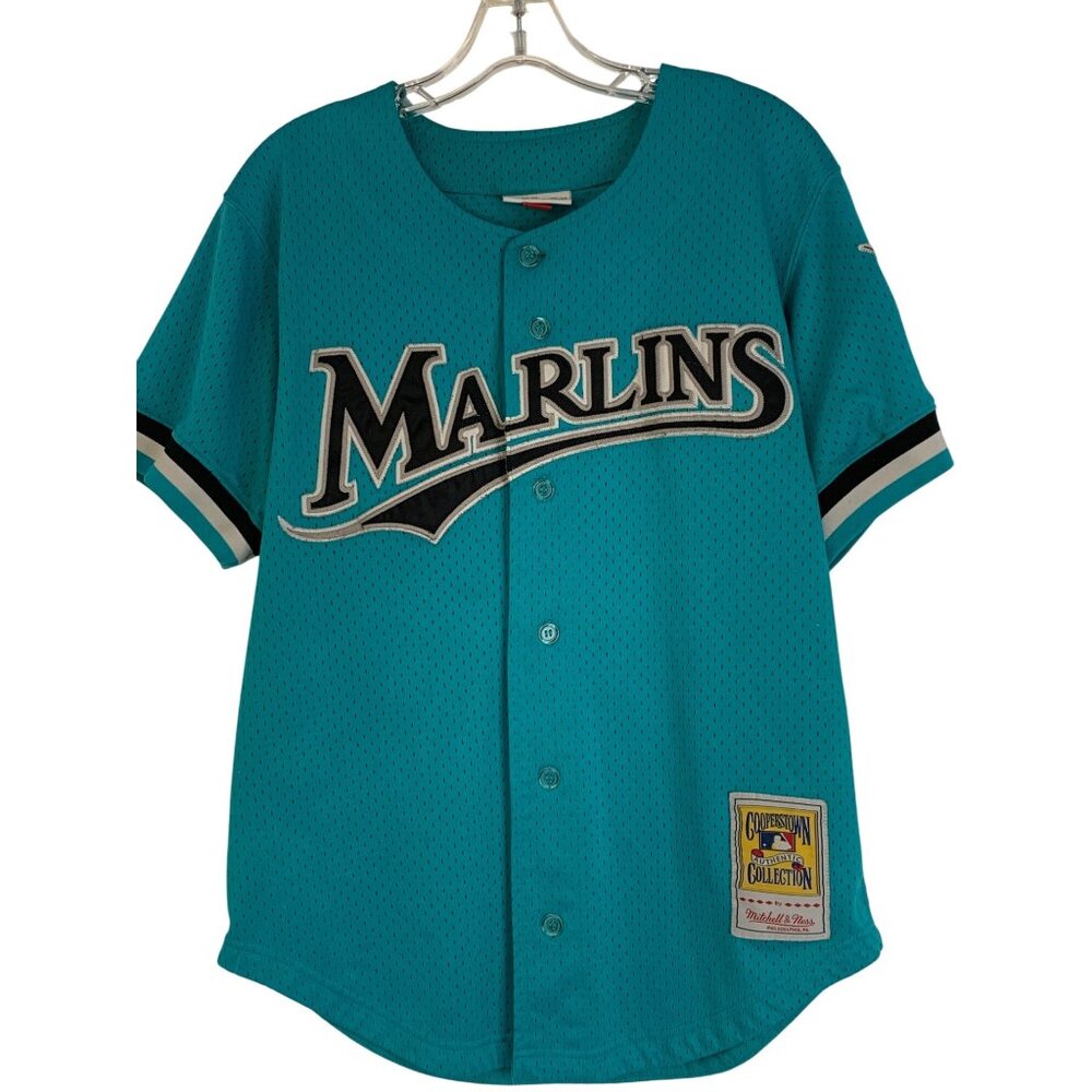 Mens Mitchell & Ness Marlins #8 Dawson Teal Jersey Size Medium GUC